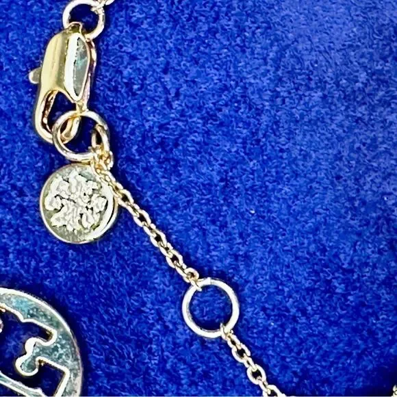 Tory Burch Kira Pavé Pearl Delicate Chain Bracelet Gold Plated Adjustable